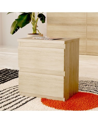 Comodino Morgan 2 cassetti 41.8 x 32.2 x H 49.3 cm. colore rovere