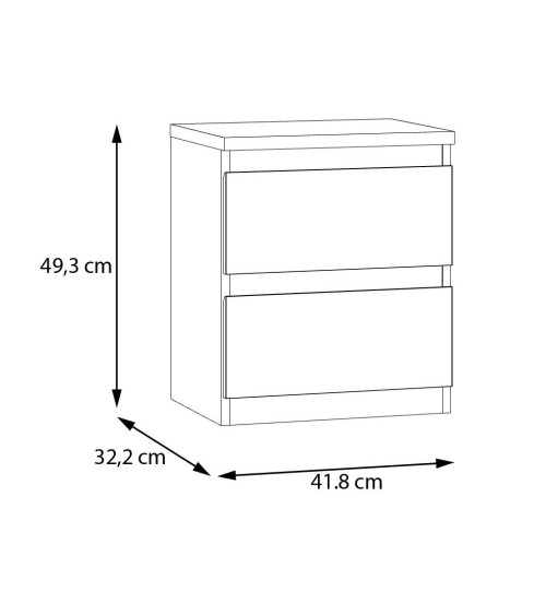 Comodino Morgan 2 cassetti 41.8 x 32.2 x H 49.3 cm. colore rovere
