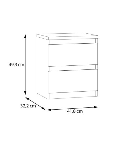 Comodino Morgan 2 cassetti 41.8 x 32.2 x H 49.3 cm. colore rovere