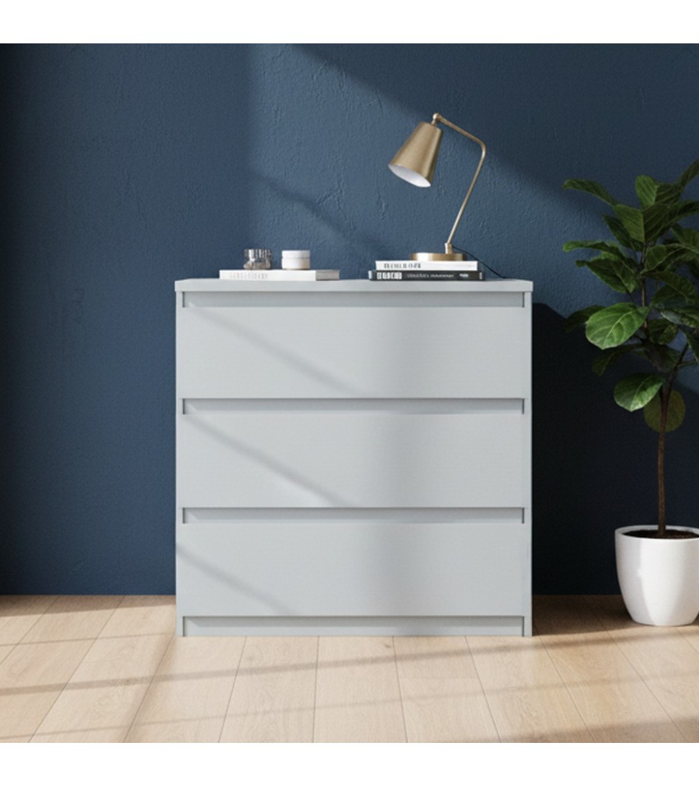 Cassettiera Morgan 3 cassetti 77.2x79.8x42.2 cm. colore grigio chiaro