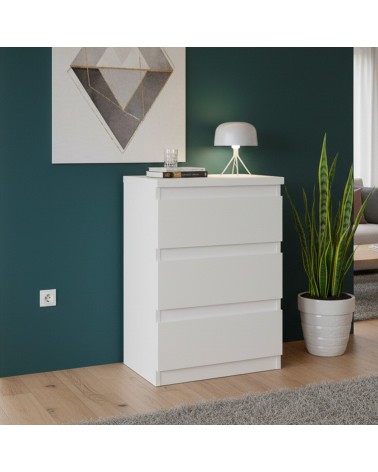 Cassettiera Morgan 3 cassetti 41.8 x H 61.5 x 32.2 cm colore bianco