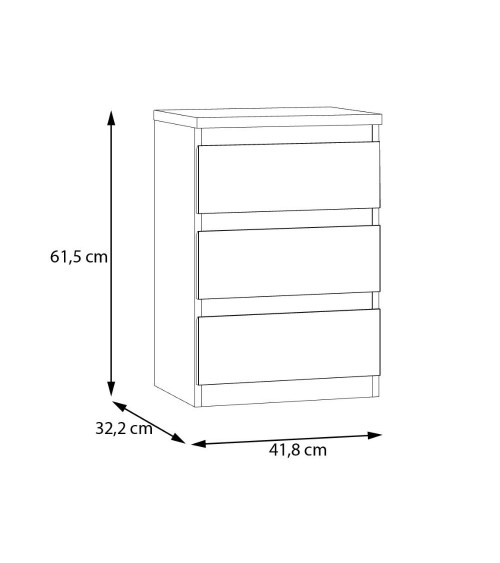Cassettiera Morgan 3 cassetti 41.8 x H 61.5 x 32.2 cm colore bianco