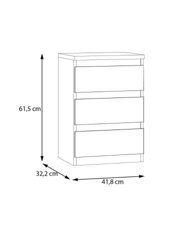 Cassettiera Morgan 3 cassetti 41.8 x H 61.5 x 32.2 cm colore bianco