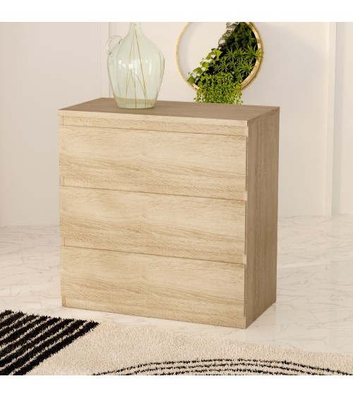 Cassettiera Morgan 3 cassetti 77.2x79.8x42.2 cm. colore rovere