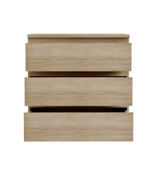 Cassettiera Morgan 3 cassetti 77.2x79.8x42.2 cm. colore rovere