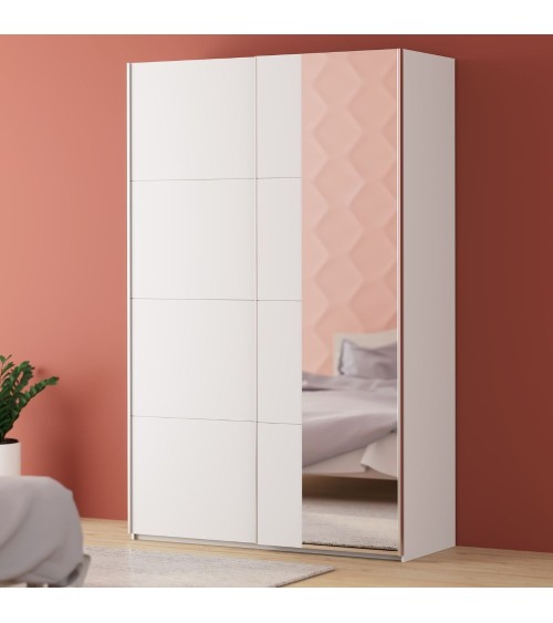 Armadio Afra 2 ante scorrevoli con specchio colore bianco