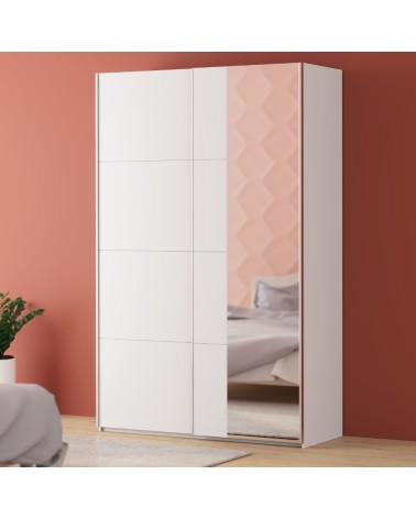 Armadio Afra 2 ante scorrevoli con specchio colore bianco