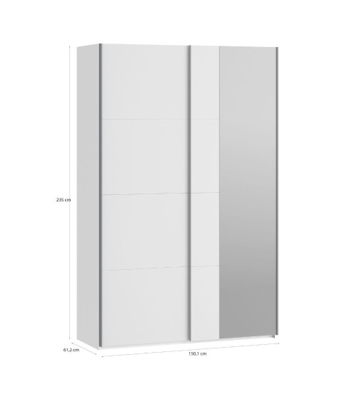 Armadio Afra 2 ante scorrevoli con specchio colore bianco