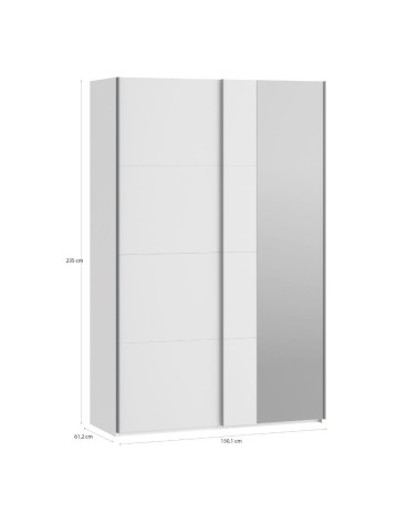Armadio Afra 2 ante scorrevoli con specchio colore bianco