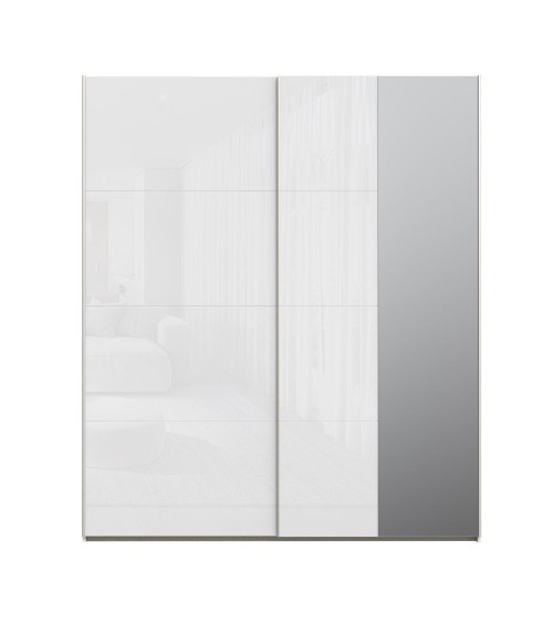 Armadio Afra 2 ante scorrevoli con specchio colore bianco lucido
