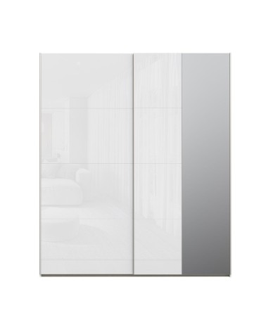 Armadio Afra 2 ante scorrevoli con specchio colore bianco lucido