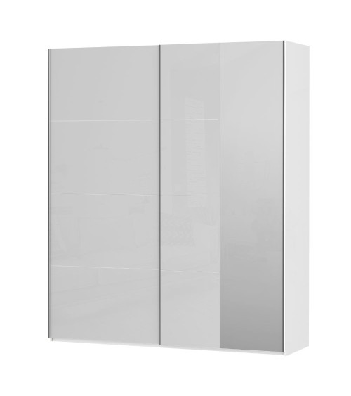 Armadio Afra 2 ante scorrevoli con specchio colore bianco lucido