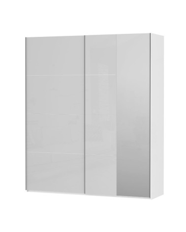 Armadio Afra 2 ante scorrevoli con specchio colore bianco lucido