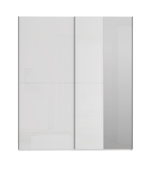 Armadio Afra 2 ante scorrevoli con specchio colore bianco lucido