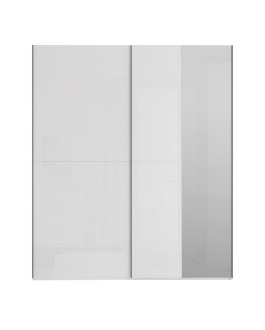 Armadio Afra 2 ante scorrevoli con specchio colore bianco lucido
