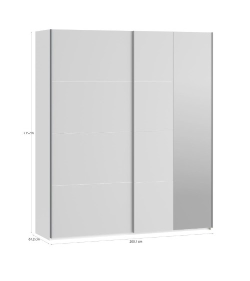 Armadio Afra 2 ante scorrevoli con specchio colore bianco lucido