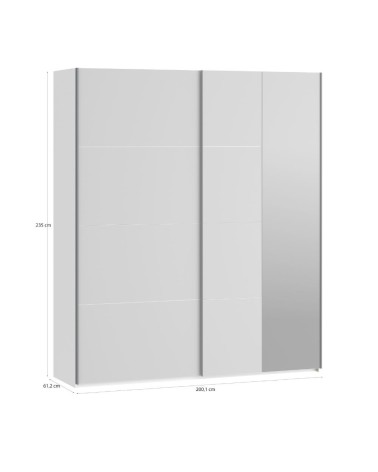 Armadio Afra 2 ante scorrevoli con specchio colore bianco lucido