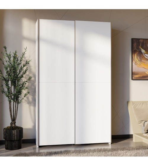 Armadio Nico 2 ante scorrevoli colore bianco 120.1x39.1xH210 cm.