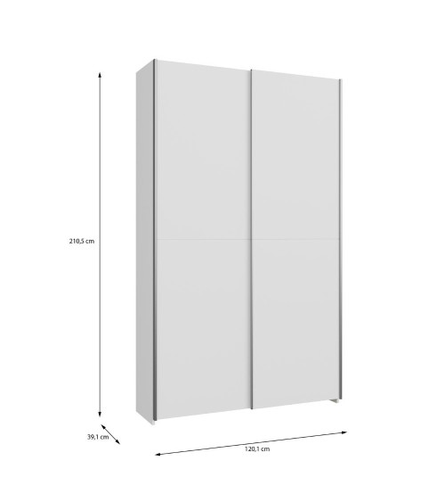 Armadio Nico 2 ante scorrevoli colore bianco 120.1x39.1xH210 cm.