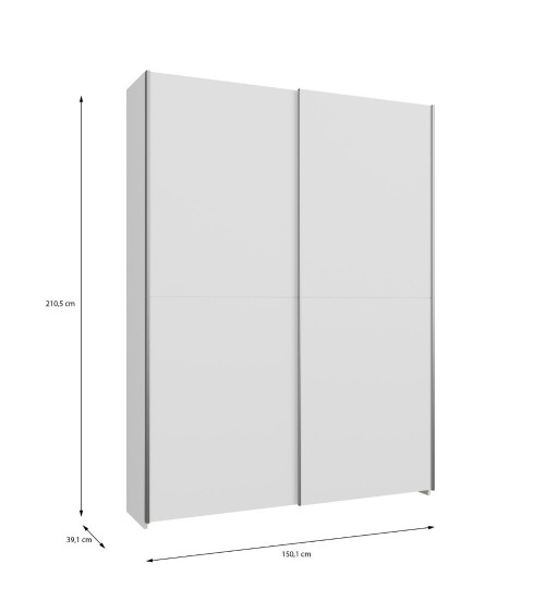 Armadio Nico 2 ante scorrevoli colore bianco 150.1x39.1xH210 cm.