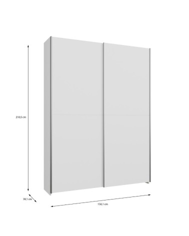 Armadio Nico 2 ante scorrevoli colore bianco 150.1x39.1xH210 cm.