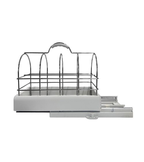 Portabottiglie con carrello estraibile a 6 posti per dispensa colore grigio