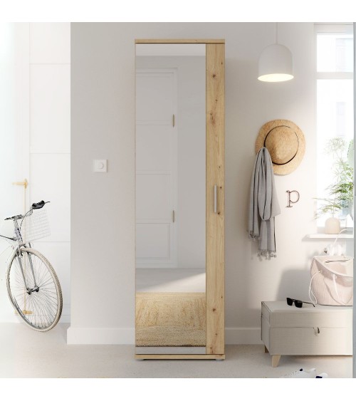 Mobile multiuso scarpiera Olimpia colore rovere con anta a specchio