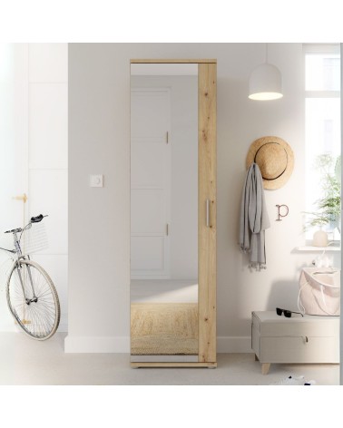 Mobile multiuso scarpiera Olimpia colore rovere con anta a specchio
