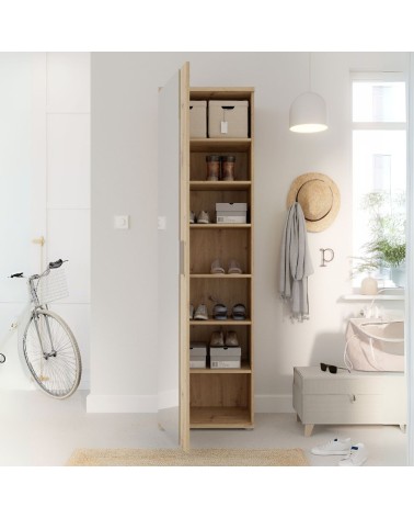 Mobile multiuso scarpiera Olimpia colore rovere con anta a specchio