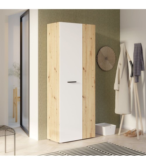 Armadio multiuso Teodoro 2 ante con portascope struttura rovere e 1 anta bianco