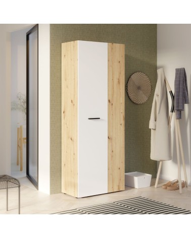 Armadio multiuso Teodoro 2 ante con portascope struttura rovere e 1 anta bianco