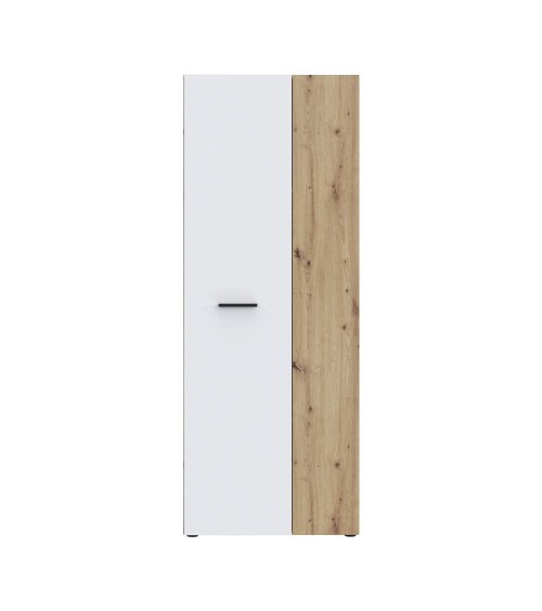 Armadio multiuso Teodoro 2 ante con portascope struttura rovere e 1 anta bianco