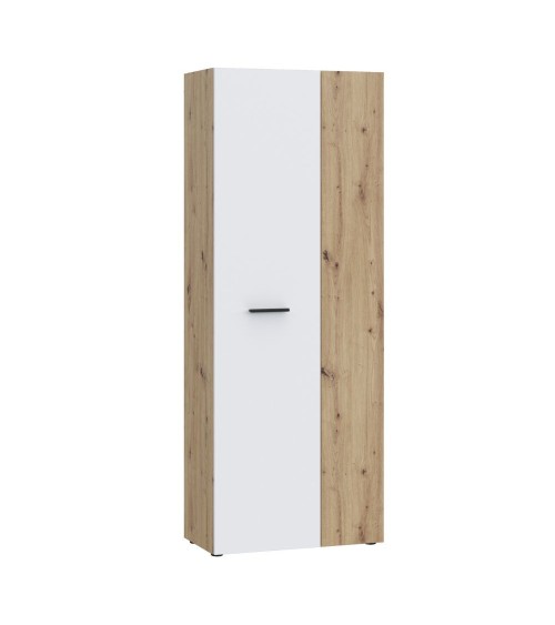 Armadio multiuso Teodoro 2 ante con portascope struttura rovere e 1 anta bianco