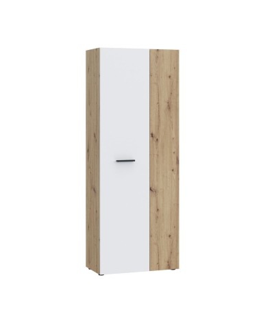 Armadio multiuso Teodoro 2 ante con portascope struttura rovere e 1 anta bianco