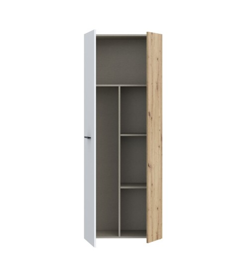 Armadio multiuso Teodoro 2 ante con portascope struttura rovere e 1 anta bianco