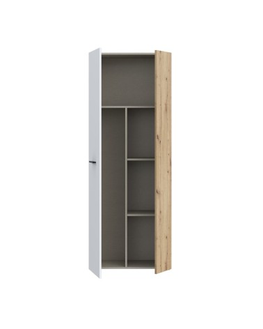 Armadio multiuso Teodoro 2 ante con portascope struttura rovere e 1 anta bianco