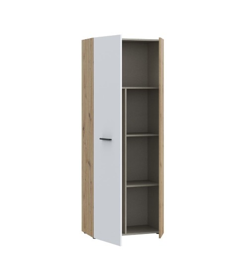 Armadio multiuso Teodoro 2 ante con portascope struttura rovere e 1 anta bianco