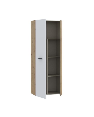 Armadio multiuso Teodoro 2 ante con portascope struttura rovere e 1 anta bianco