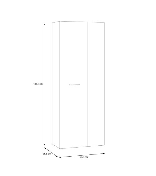 Armadio multiuso Teodoro 2 ante con portascope struttura rovere e 1 anta bianco