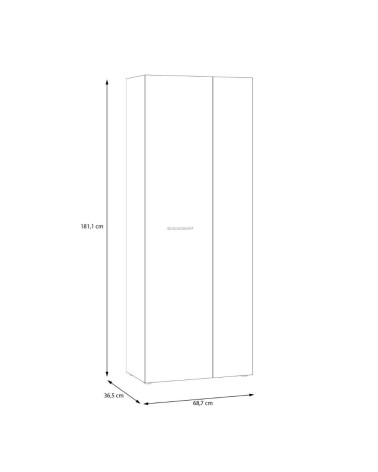 Armadio multiuso Teodoro 2 ante con portascope struttura rovere e 1 anta bianco