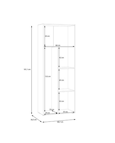 Armadio multiuso Teodoro 2 ante con portascope struttura rovere e 1 anta bianco