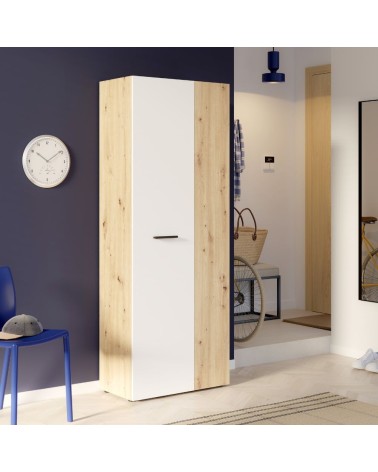 Armadio multiuso Teodoro 2 ante con ripiani struttura rovere e 1 anta bianco