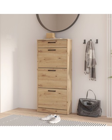 Scarpiera Cecilia con 3 scomparti ed un cassetto colore rovere 58.2x20.4x127.7 H cm.