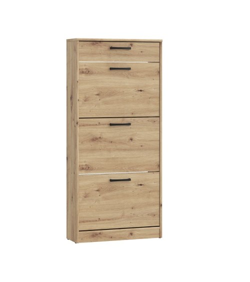 Scarpiera Cecilia con 3 scomparti ed un cassetto colore rovere 58.2x20.4x127.7 H cm.