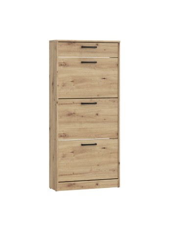 Scarpiera Cecilia con 3 scomparti ed un cassetto colore rovere 58.2x20.4x127.7 H cm.