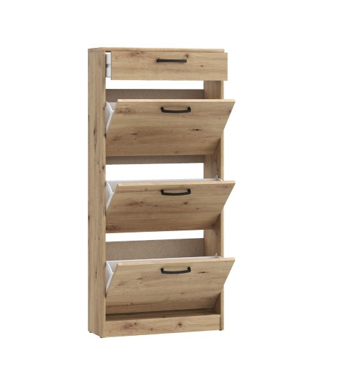 Scarpiera Cecilia con 3 scomparti ed un cassetto colore rovere 58.2x20.4x127.7 H cm.