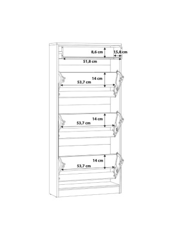 Scarpiera Cecilia con 3 scomparti ed un cassetto colore rovere 58.2x20.4x127.7 H cm.