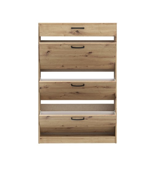 Scarpiera Cecilia con 3 scomparti ed un cassetto colore rovere 83.2x20.4xH 127.7 cm.