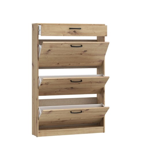Scarpiera Cecilia con 3 scomparti ed un cassetto colore rovere 83.2x20.4xH 127.7 cm.