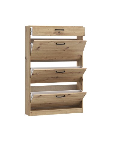 Scarpiera Cecilia con 3 scomparti ed un cassetto colore rovere 83.2x20.4xH 127.7 cm.